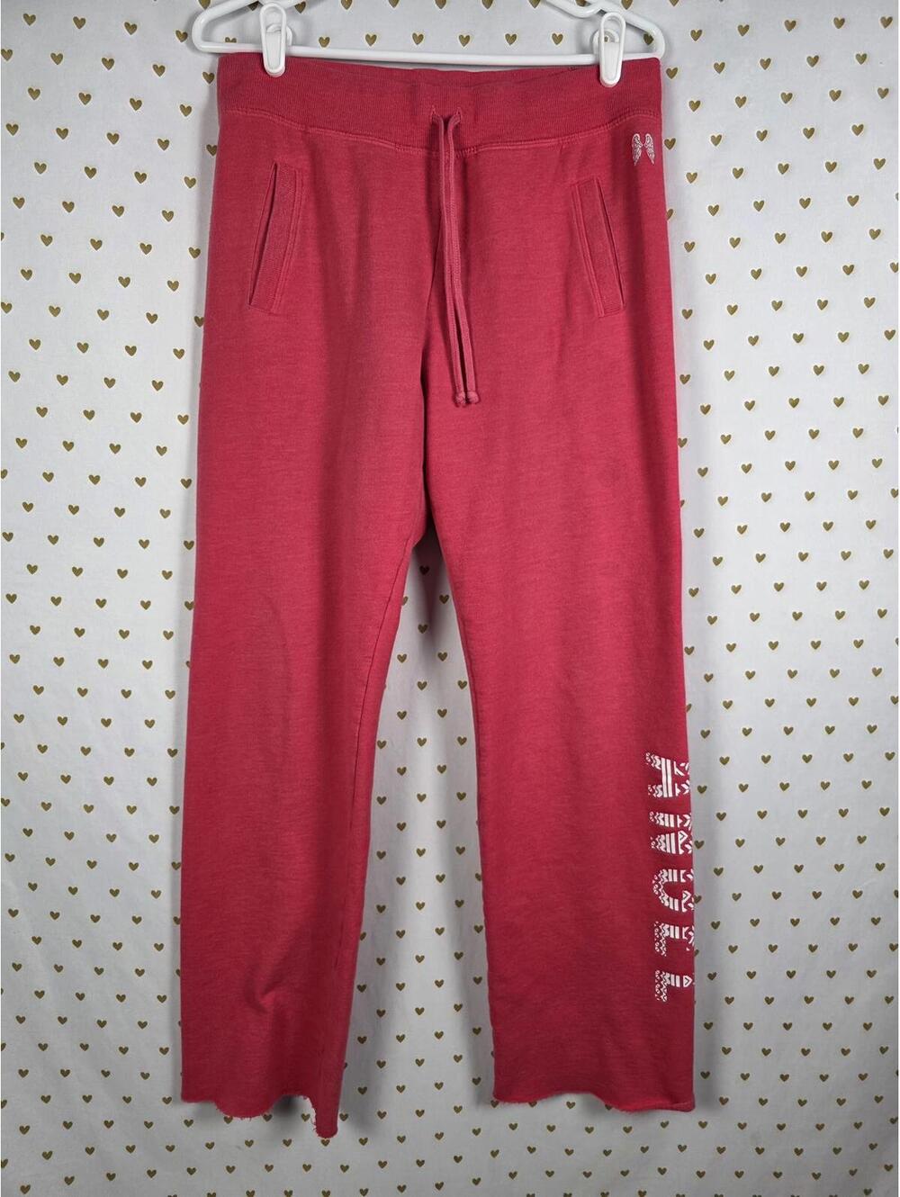 Victorias Secret ANGELS Red WINGS Joggers Sweatpants Straight Leg SMALL